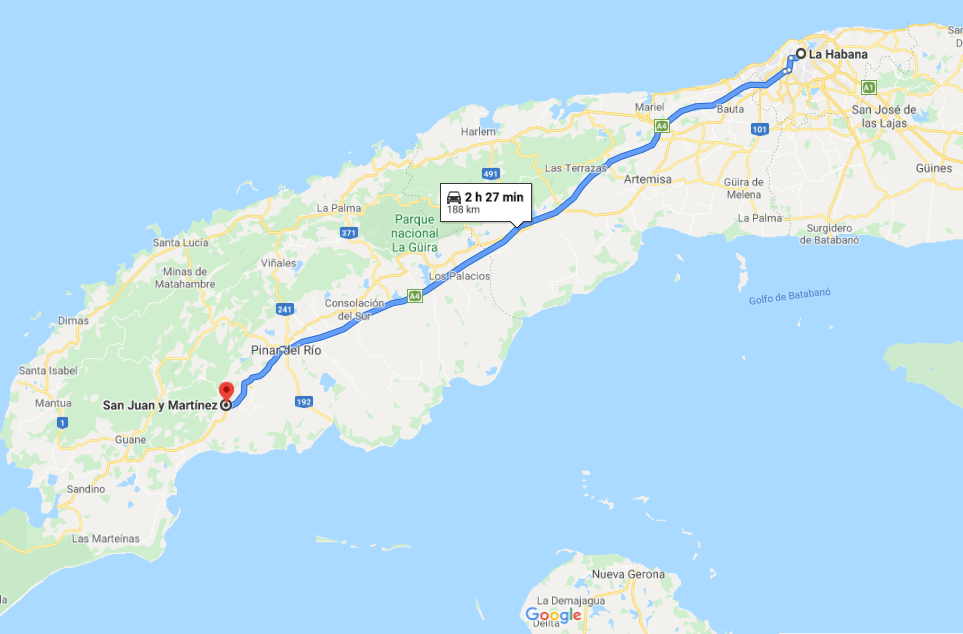 Cómo llegar a San Juan y Martínez, Cuba
